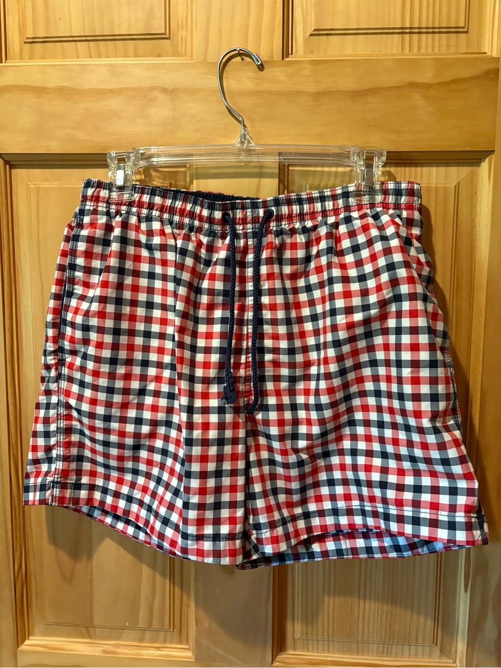 H&M Men's Gingham Swim Trunks Plaid Red
White Blue size M